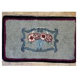 FLOWER BASKET HOOKED RUG