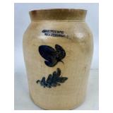 MORTON STONEWARE COBALT DECORATED CROCK C.W.