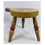 VINTAGE FOLK PAINTED MILKING STOOL