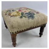 UPHOLSTERED ANTIQUE FOOTSTOOL
