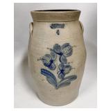 SCHULER COBALT DECORATED STONEWARE CHURN