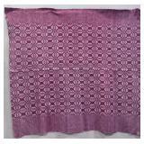 RED AND IVORY OVERSHOT COVERLET