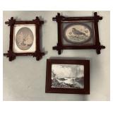ANTIQUE FRAMED PHOTOGRAPHS AND WATERCOLOUR