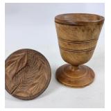 ANTIQUE BUTTER PRINT AND WOODEN CUP