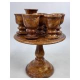 TURNED BURL CUPS ON STAND