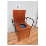 Vtg Wood Commode w/ Enamel Pot