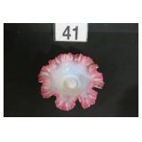 Antique Cranberry Ruffle Fenton Bowl