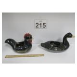 Metallic Look - Ceramic Rooster & Duck