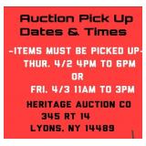 Aution Pick Up Dates & Times