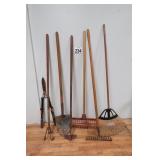Lot Of Yard Tools - Rack, Shovel & More
