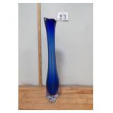 26' Tall Cobalt Blue Art Glass Heavy Vase