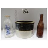 Vtg Bottles Lyons & Waterloo NY & Crock