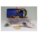 Bin Of Crafting w/ Wreaths, Ribbon & More