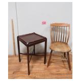 Vtg Side Table & Wood Chair