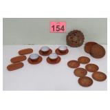 Clay Cups & Saucers - Wood Coaster Set