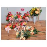 Faux Flowers w/ Lg Vase & Trellises