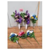 Faux Flowers w/ Lg Vases & More