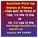 Pick Up Dates & Times