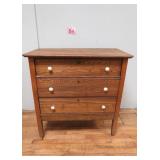Vtg 3 Drawer Dresser w/ Porcelain Knobs 36x36x18