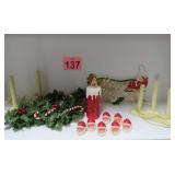 Vtg Christmas w/ Santa Light Covers - Sign & More