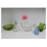 Ruffled Glass Bowl & Colored Glass