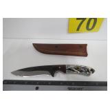 New Damascus Steel Knife w/ Sheath 8'