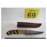 New Damascus Steel Knife w/ Sheath 8'