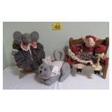 Vtg Handmade Elephant, Cat & Pig w/ Bench & Chair