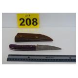 New Damascus Steel Knife w/ Sheath 8'