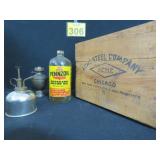 Vtg Glass Pennzoil Bottle - Wood Crate & More