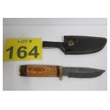 New Damascus Steel Knife w/ Sheath 8'