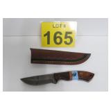 New Damascus Steel Knife w/ Sheath 8'