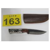 New Damascus Steel Knife w/ Sheath 8'
