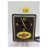 14x17 Vtg Pennzoil Clock - Working