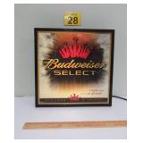 Budweiser Select Lighted Bar Sign 18'x18'