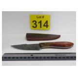 New Damascus Steel Knife w/ Sheath 8'