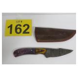 New Damascus Steel Knife w/ Sheath 8'