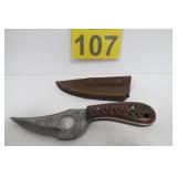 New Damascus Steel Knife w/ Sheath 8'
