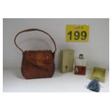 Vtg Aligator Skin Purse & Cara Nome Perfume