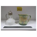 Antique Early Hall & Milk Glass Syrup Pitcher