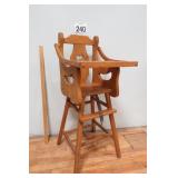 Vintage Solid Oak Child's High Chair