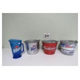 Metal Beer Buckets & Labatt Pitcher