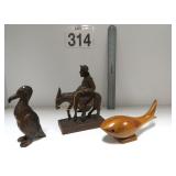 Hand Carved Bird, Old Man & Whale