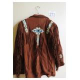 BAJA Suede Coat Beads & Tassels sz L