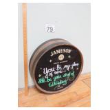 Jameson Whiskey Barrel Chalk Board Sign 23'