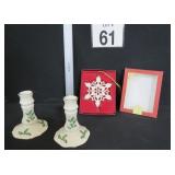 Lenox Candle Sticks & Snowflake Ornament