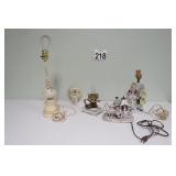 Vtg Porcelain & Milk Glass Lamp Fixtures