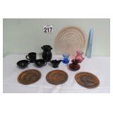 Vtg Cranberry, Crackled Glass & More