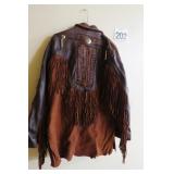 BAJA Leather & Suede Coat sz L w/ Beads & Tassels