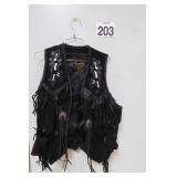 Leather & Suede Vest sz 42 w/ Beads & Tassels